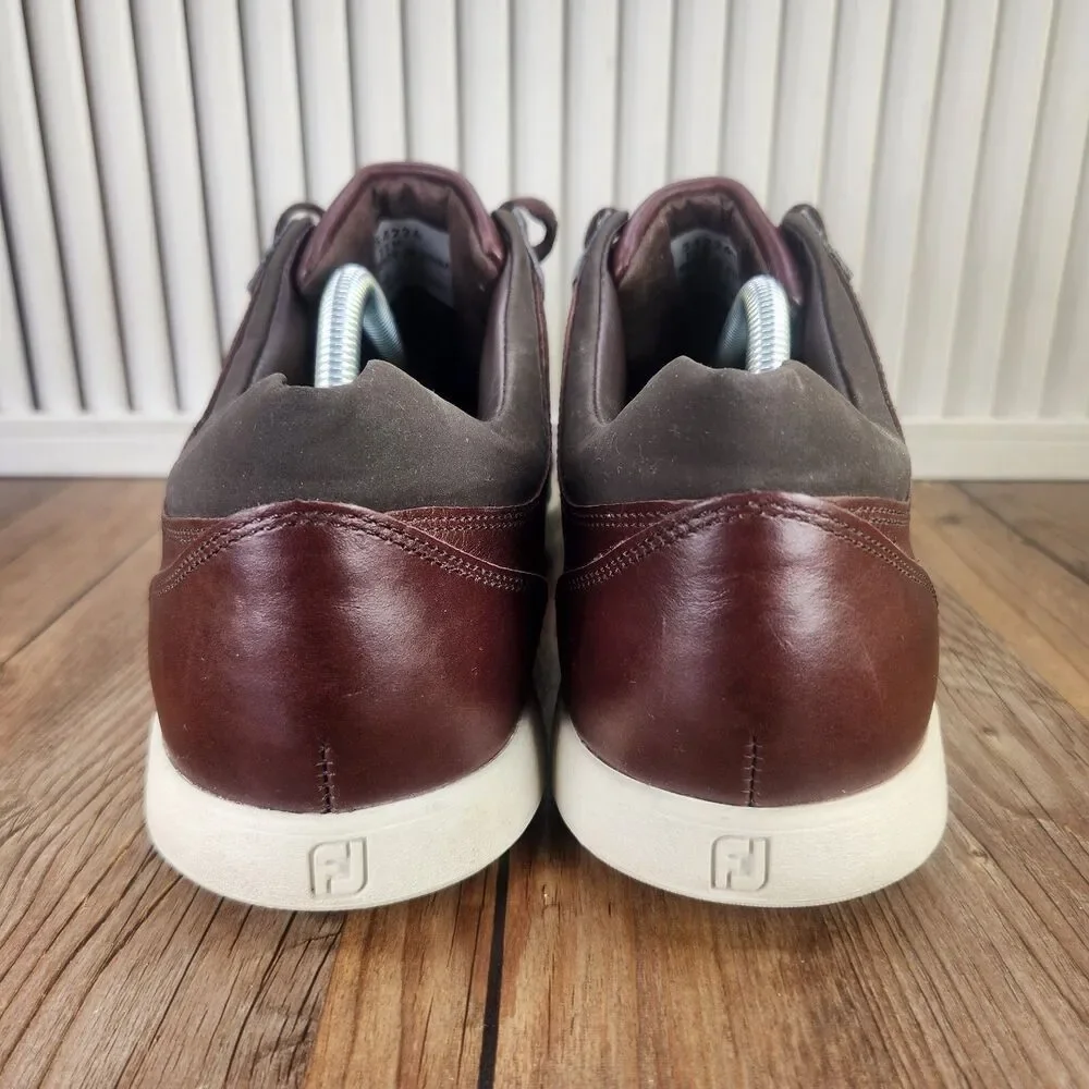 FootJoy Contour Spikeless Golf Shoes Mens Size 11 M Brown Leather Casual 54226